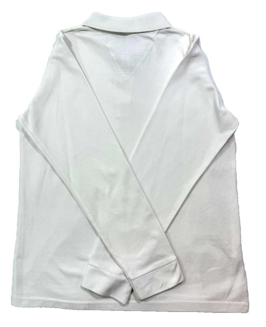 White Burberry Long-Sleeve Polo Shirt - Size M