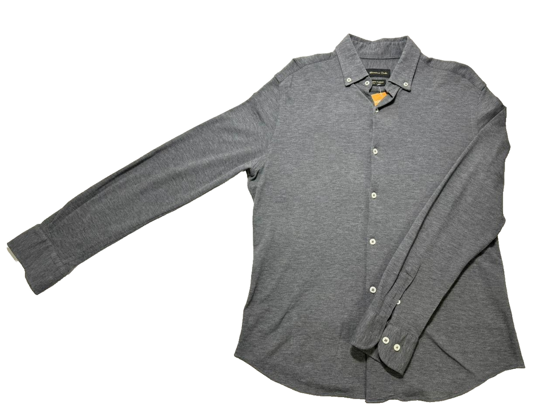 Mossimo Dutti Shirt - Large Gray Button Front Finest Fabric Preppy Casual Top