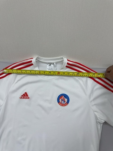 Adidas Men's XL White Striped Climalite Short Sleeve Jersey Crewneck