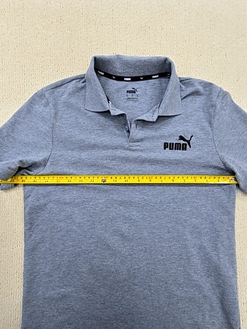 PUMA Men's Gray Short Sleeve Polo Shirt S Regular Button Solid