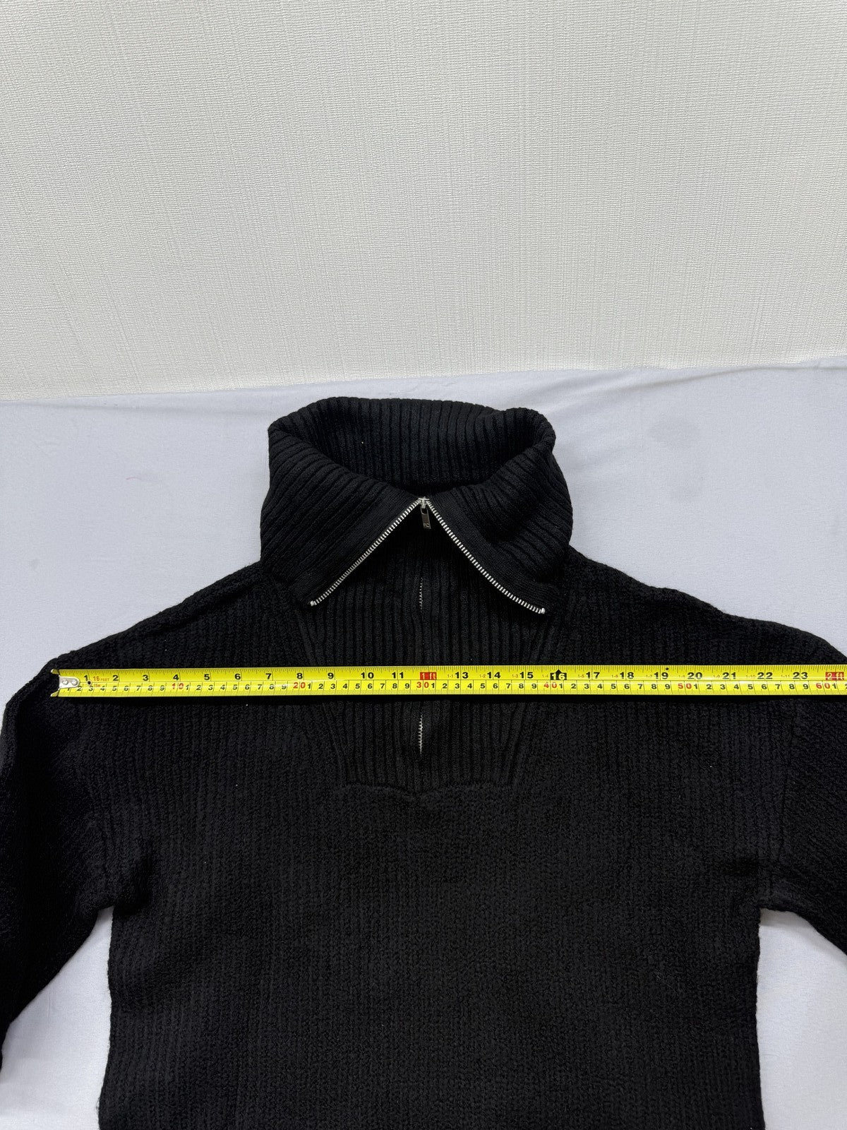 French Connection Women's Black Turtleneck Sweater M Ribbed Zipper Long Sleeve