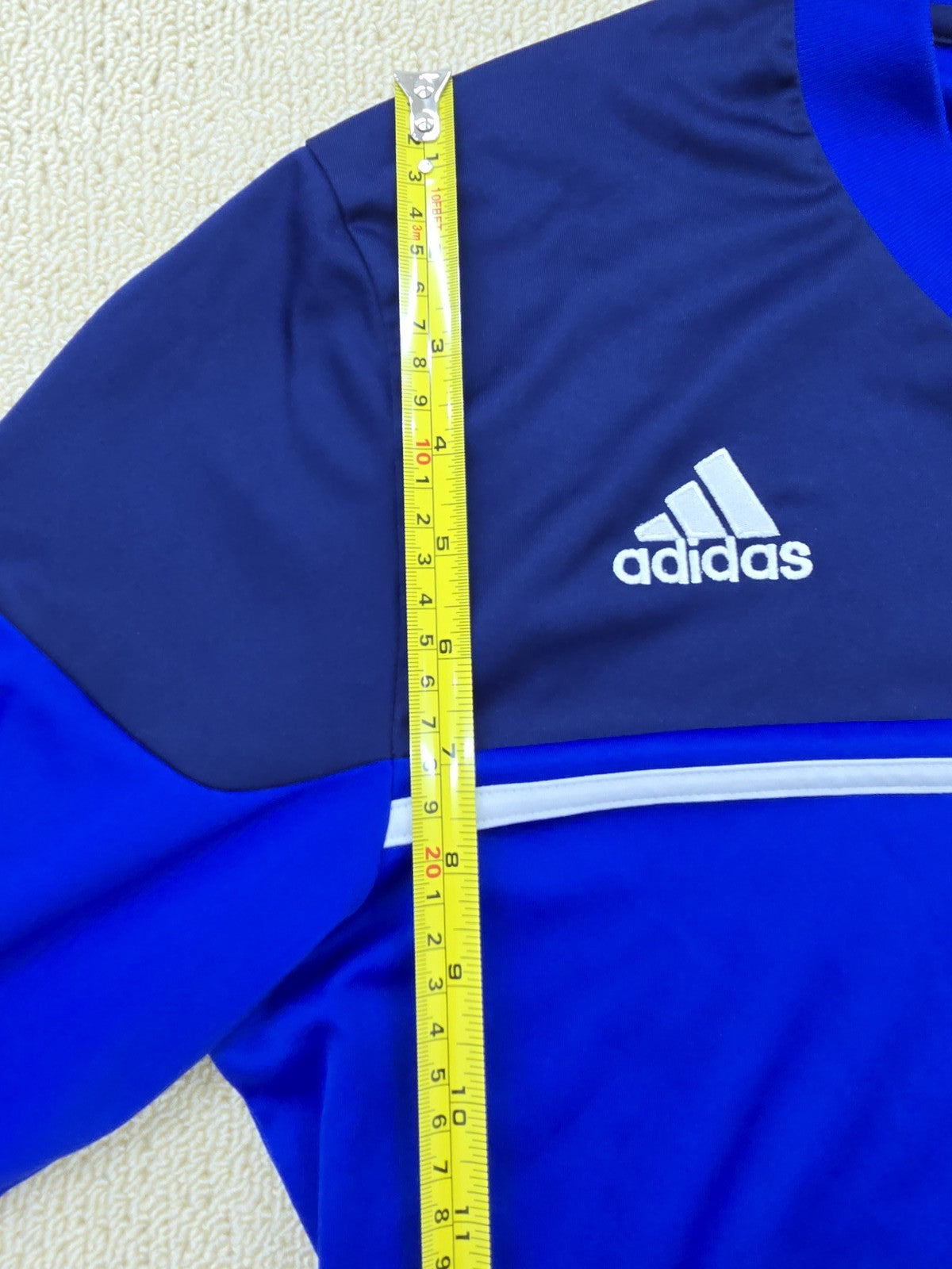 Adidas Men's Navy Blue Striped Long Sleeve ClimaLite Jersey M