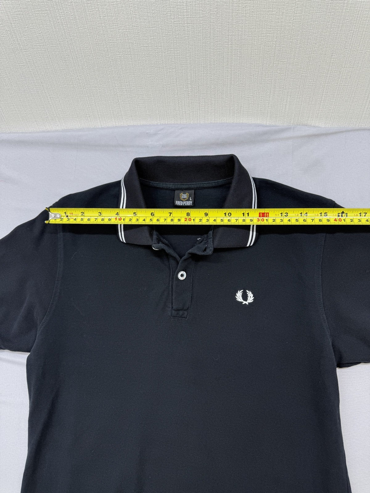 Fred Perry Black Cotton Polo Shirt Men's L Laurel Wreath