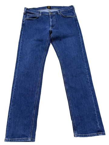 Lee Men's Slim Straight Blue Jeans W36 L32 Stretch Zip Fly