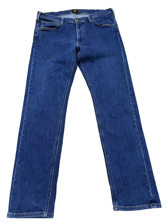 Lee Men's Slim Straight Blue Jeans W36 L32 Stretch Zip Fly