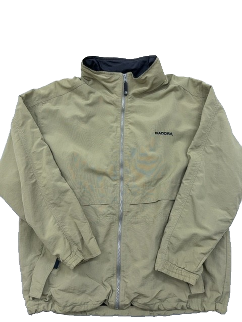 Diadora Beige Polyamide Zip Jacket M Unisex Stand Collar