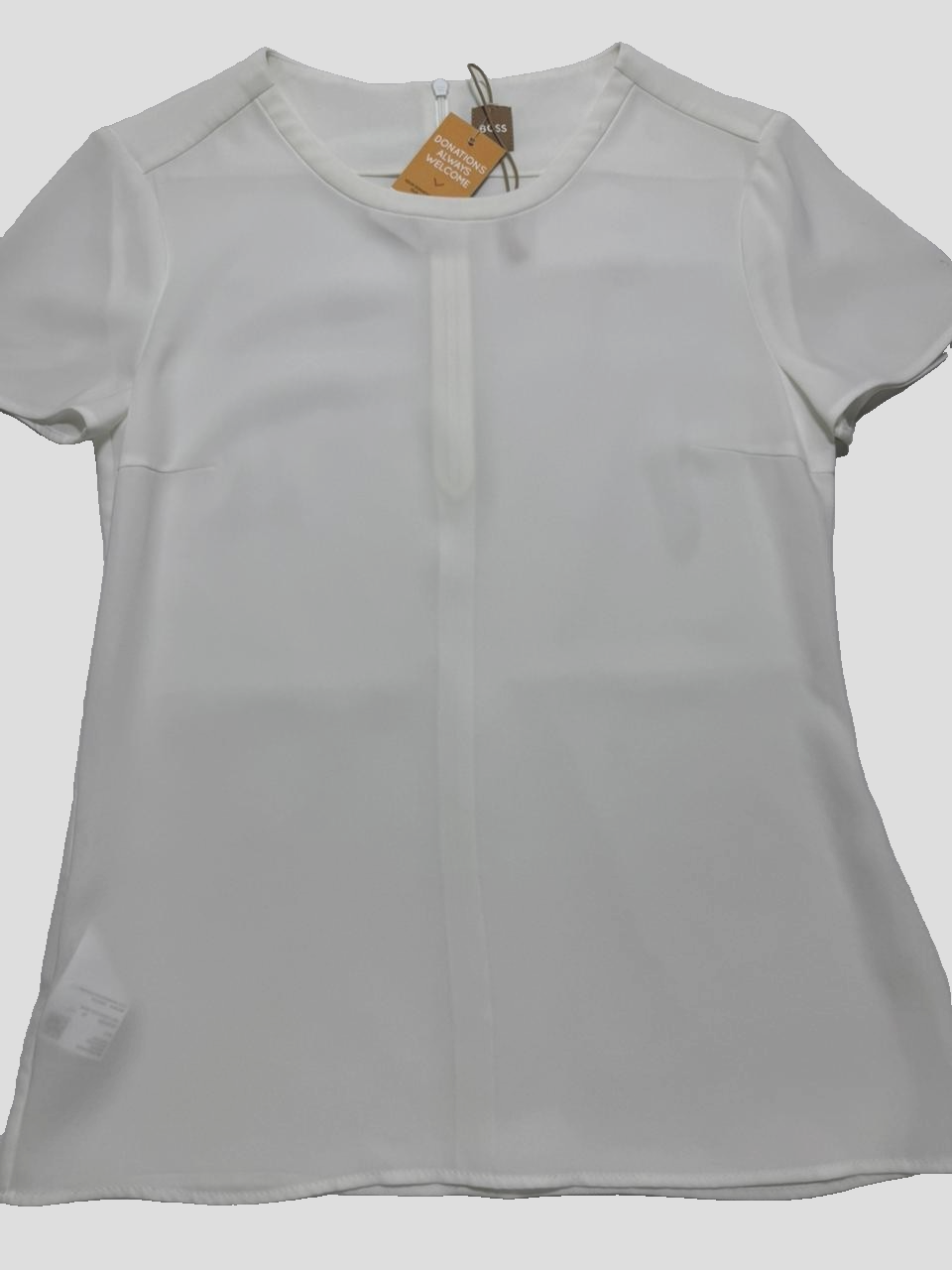 Hugo Boss Women's Blouse White | Short Sleeves Top | Made In Poland | Size:2