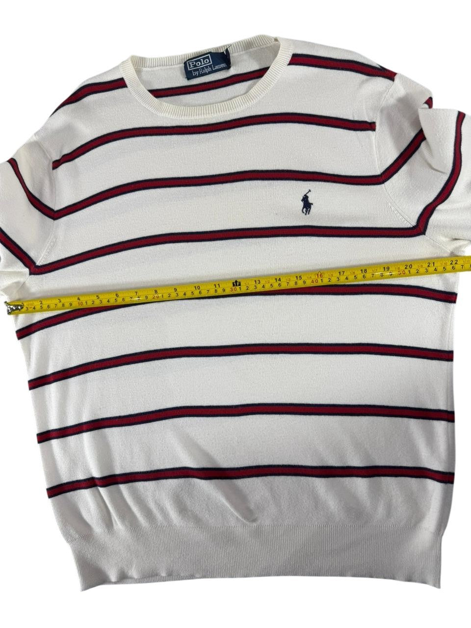 Polo Ralph Lauren Men's Striped Crewneck Sweater White Red Navy Size Large