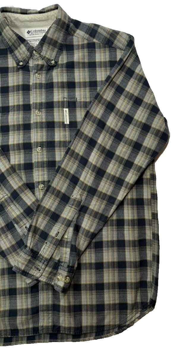 Columbia Men's Long-Sleeve Button-Up Plaid Shirt In A Brown And Beige - Size M