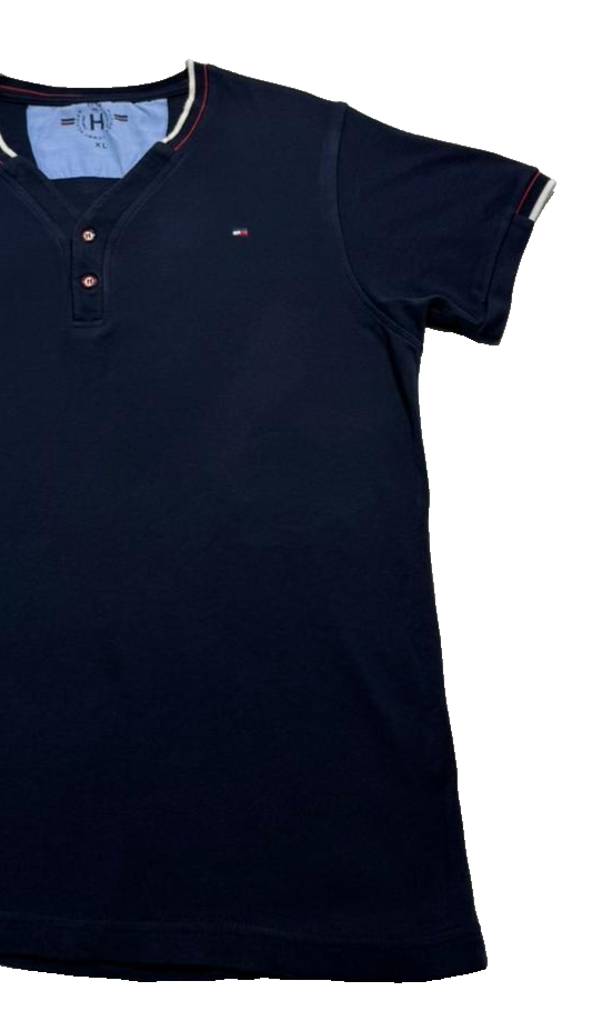 Tommy Hilfiger Men's Navy Blue Shirt, Size XL, Button Casual Short Sleeve