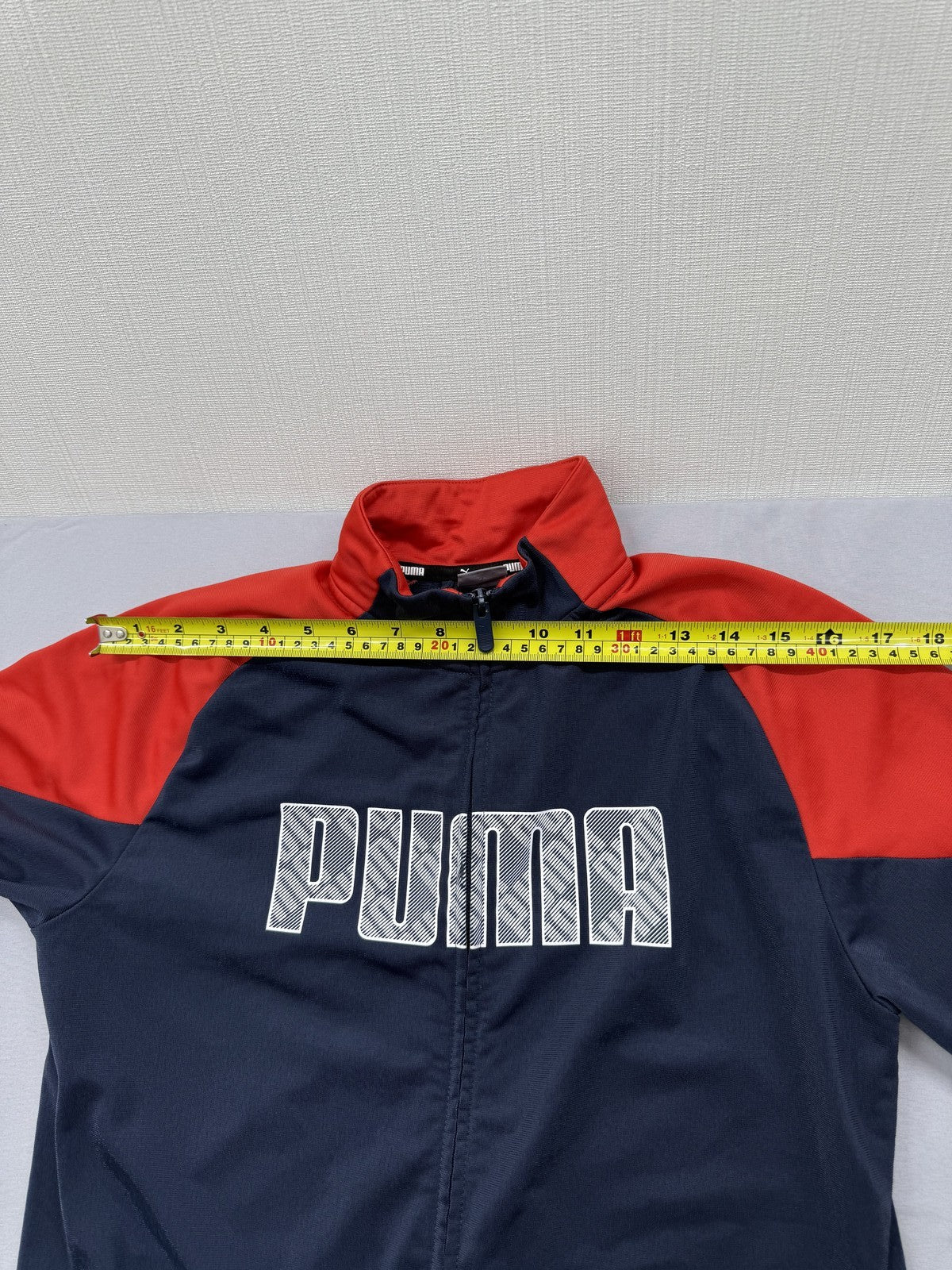 Puma Men's Navy Red Color Block Track Jacket Windbreaker Zip