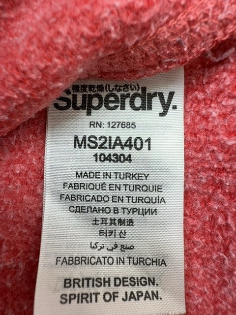 Superdry Men's Red Vintage Logo Hoodie XXL Relaxed Cotton Long Sleeve