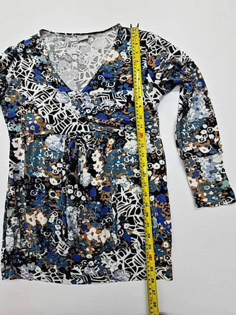 Mystic Mari Women's Floral V-Neck Long Sleeve Top Size L