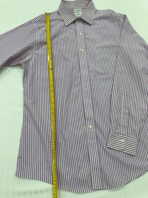Brooks Brothers Men's Purple Striped Slim Fit Dress Shirt 16-35 French Cuff