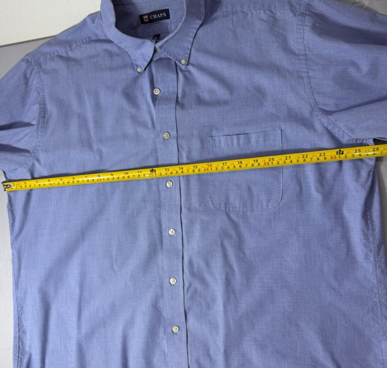 Chaps Men's Large Button Down Shirt Blue Classic Fit Wrinkle Free