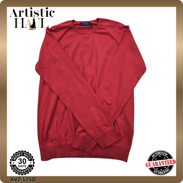 Trussardi Jeans Red Cotton Crewneck Sweater TX Long Sleeve Italy