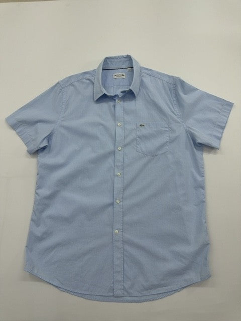 Lacoste Men Light Blue Button-Up Shirt Size US 1 Regular Fit Style