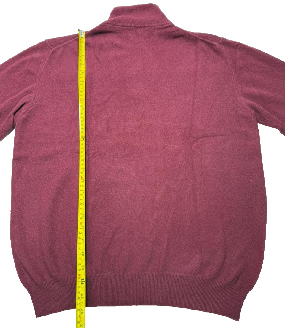 Men Gant 100% Lambswool Half Zip Sweater Burgundy Men's Size 2Xl