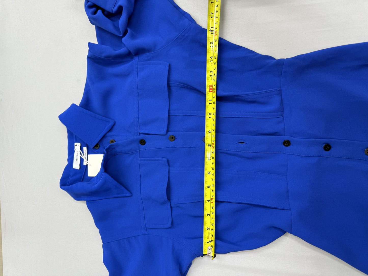 Reserved Blue Long Sleeve XS Button Shirt Dress Classic Collar Poland