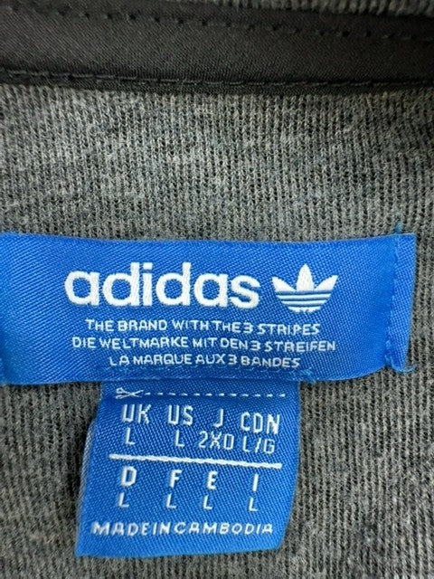 Adidas Essentials Men's L Grey Full-Zip Fleece Hoodie 3-Stripes