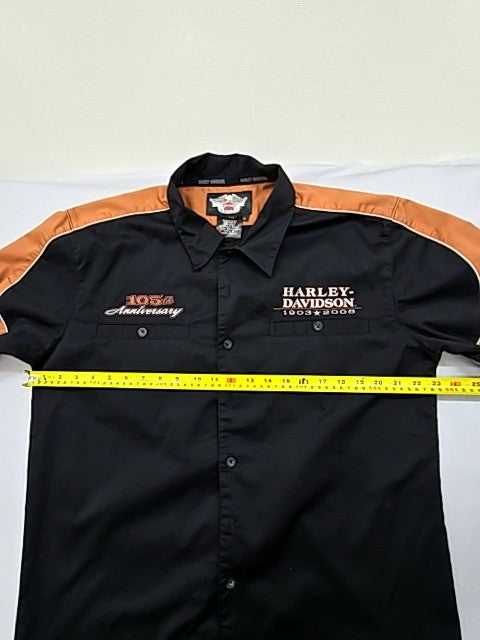 Harley-Davidson Men's Black Button-Up Shirt Size L Embroidered Eagle