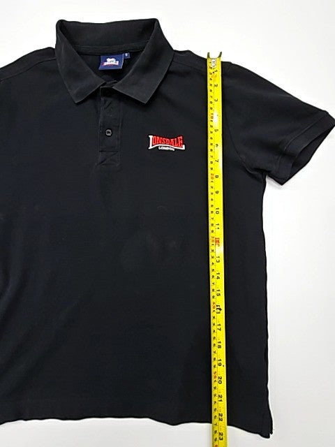 London Boys Black Logo Polo Shirt Size S Wash Inside Out