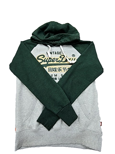 Superdry Men's Green Vintage Logo Hoodie Size L Relaxed Fit