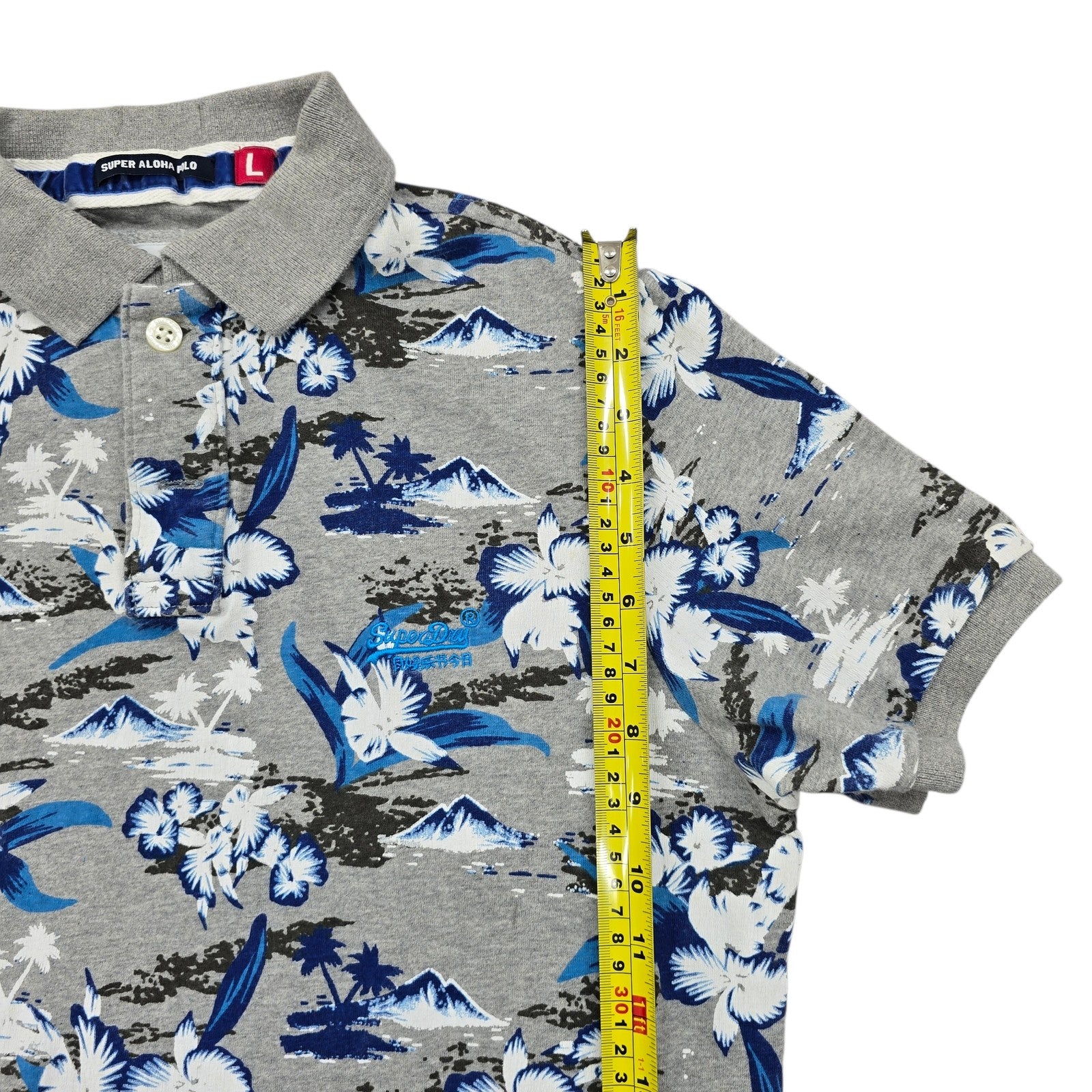 Superdry Men Gray Polo Shirt size L product image 6