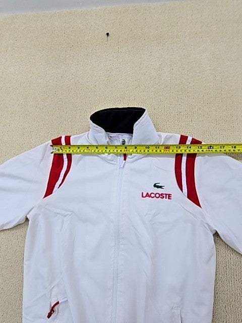 Lacoste Men's White Red Track Jacket Size S Zipper Athletic