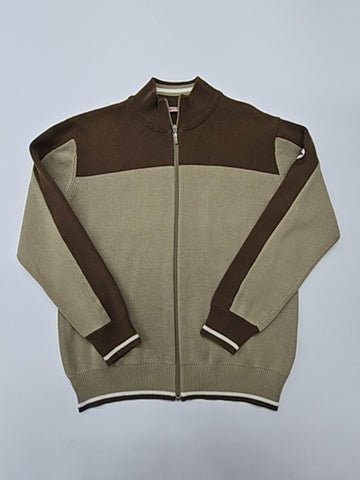 Quiksilver Men Brown Colorblock Zip-Up Sweater Size M Regular Condition