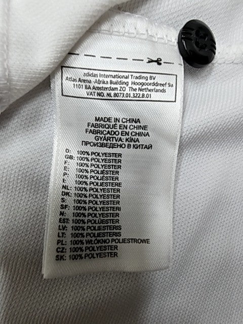 Adidas Climacool White Striped Polo Shirt Short Sleeve Fitted Unisex