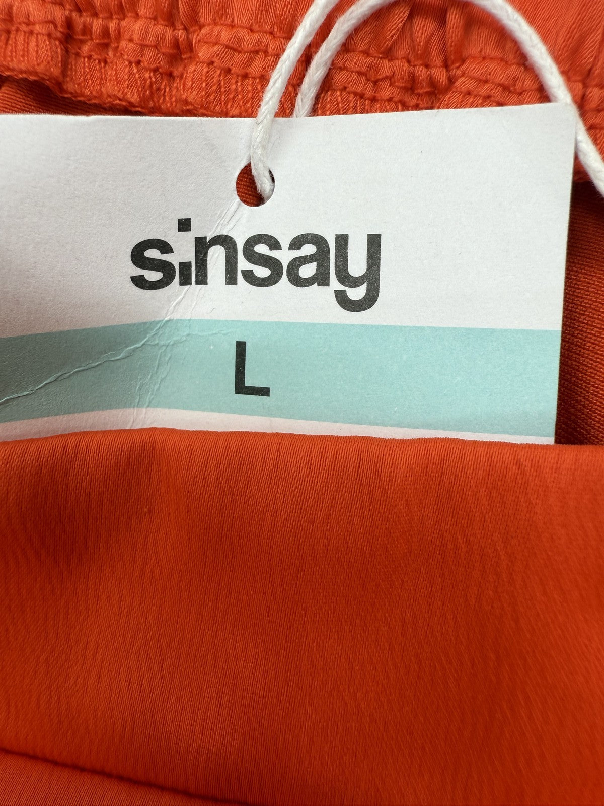 Sinsay Orange Pleated Woven Shorts Women Size L Elasticated Waist