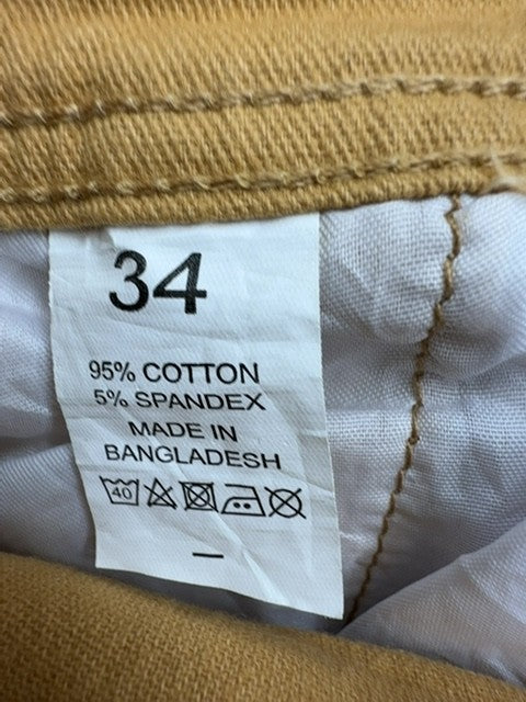 Dekeke Men's Cargo Pants Khaki 34 Straight Leg Cotton