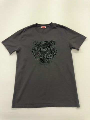 KENZO Men Black Logo Graphic T-Shirt Size L Regular Jersey Crew Neck