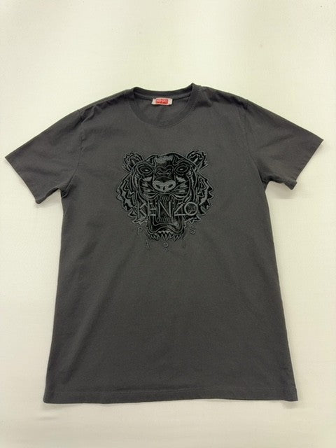 KENZO Men Black Logo Graphic T-Shirt Size L Regular Jersey Crew Neck