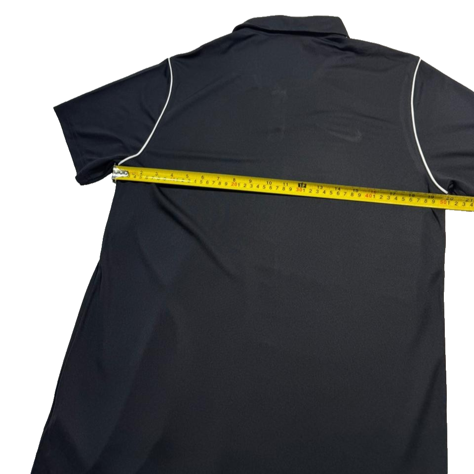 Nike Men's Black Dri-FIT Polo Shirt White Piping Swoosh Logo Short Sleeve Size L