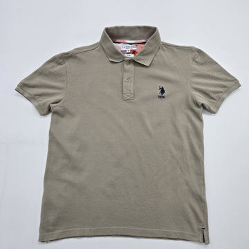 U.S. Polo Assn Men Tan Slim Polo Shirt Size M Cotton Pique Logo Collared