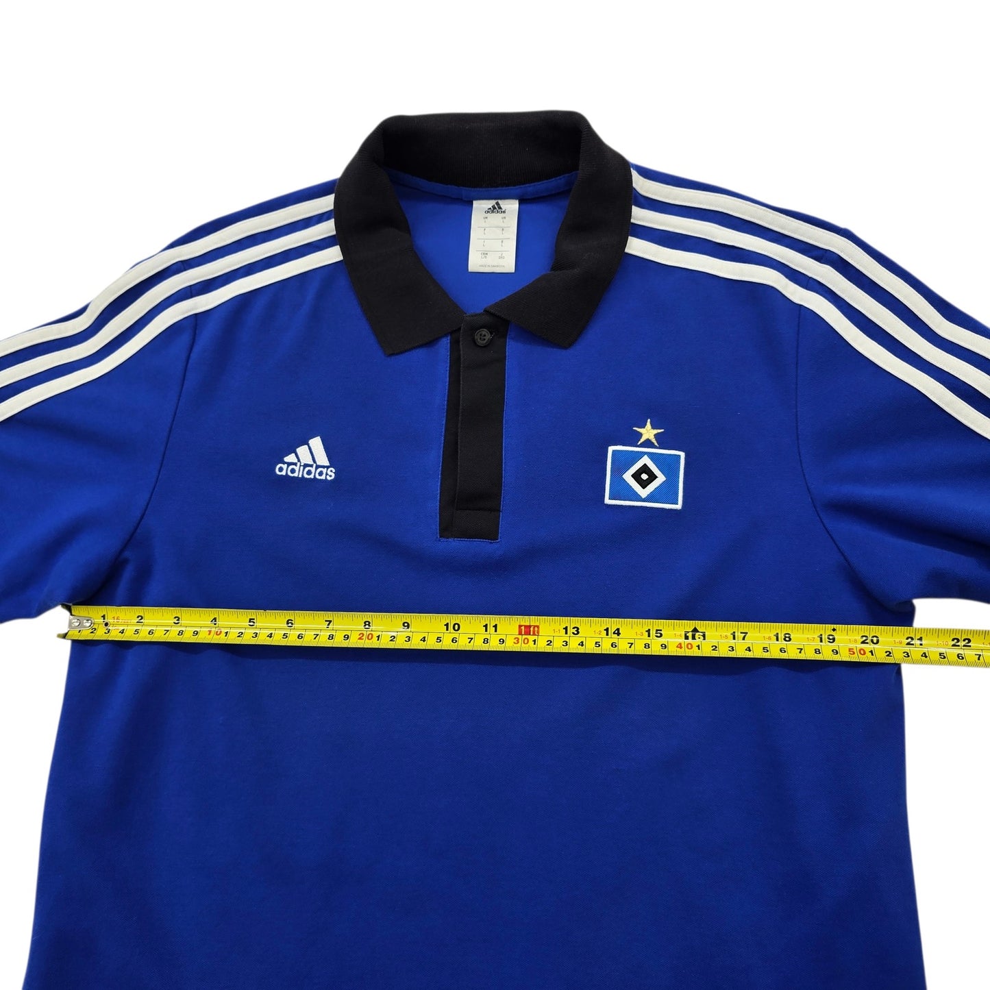 Adidas Men's Royal Blue Polo Short Sleeve Shirt Size L Three Stripes