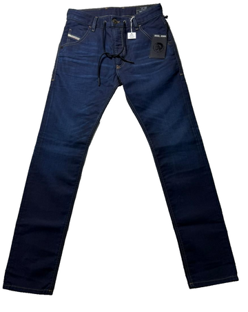 Diesel Krooley Jogg Jeans Men Blue Tapered Slim Fit Stretch Denim Drawstring |28