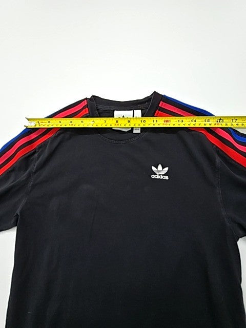 Adidas Boys Black 3 Stripes Kids T-Shirt Size 5 Regular Crew Neck