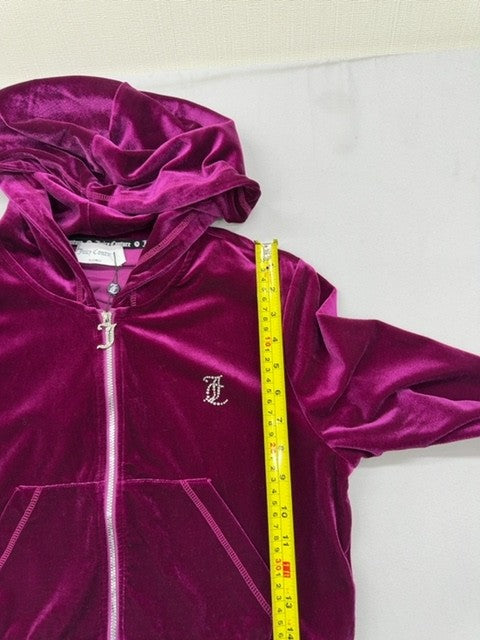 Juicy Couture Purple Velour Zip Hoodie L Unisex Long Sleeve