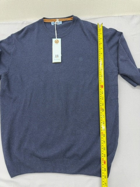 Harmont & Blaine Navy Blue XL Men's Crew Neck Sweater Orange Contrast
