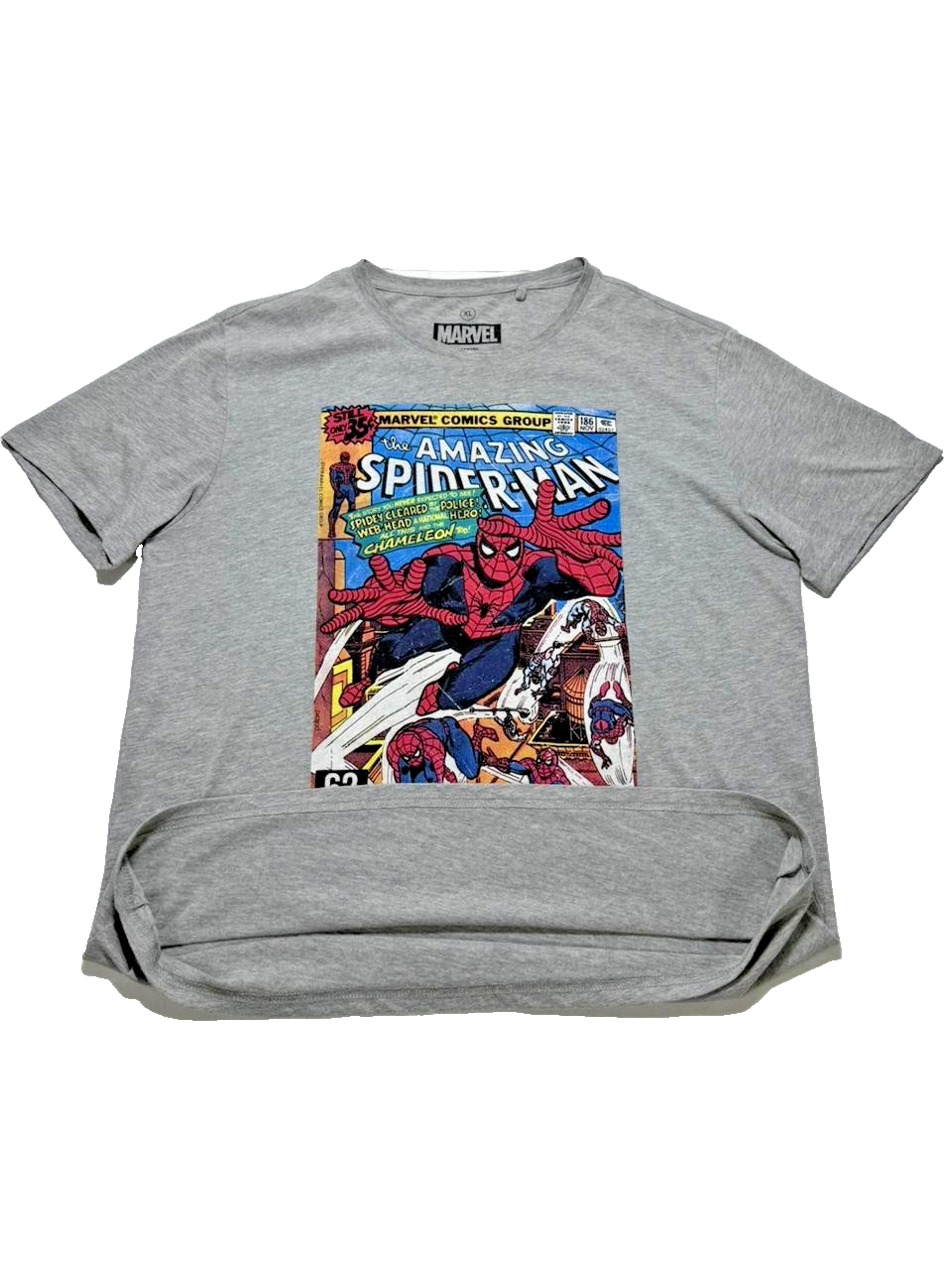 Marvel Men's Spiderman Comic Cover Gray T-Shirt - Size XL