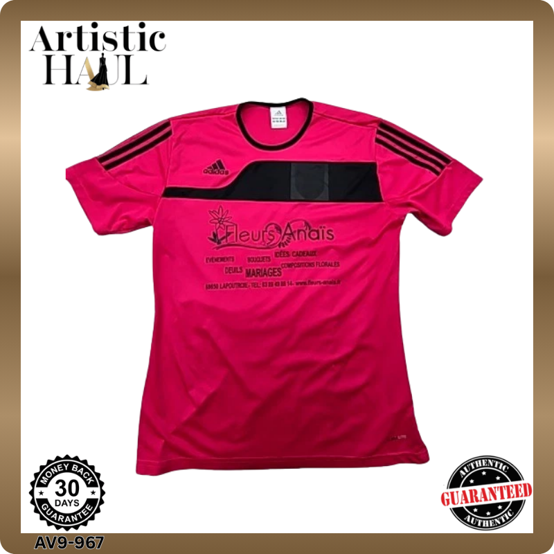 Adidas Pink Striped Football Jersey Men's M Short Sleeve Crewneck