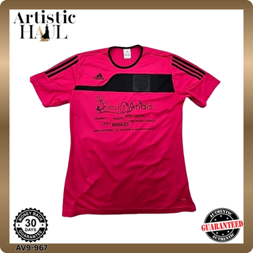 Adidas Pink Striped Football Jersey Men's M Short Sleeve Crewneck