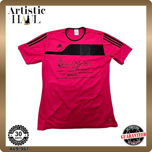 Adidas Men's Pink Jersey – Size M, Crewneck crewneck Crewneck One-off, Striped