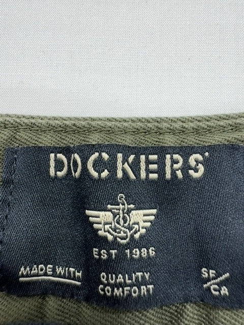 Dockers Men Olive Chino Pants Size S Straight Leg Regular Button