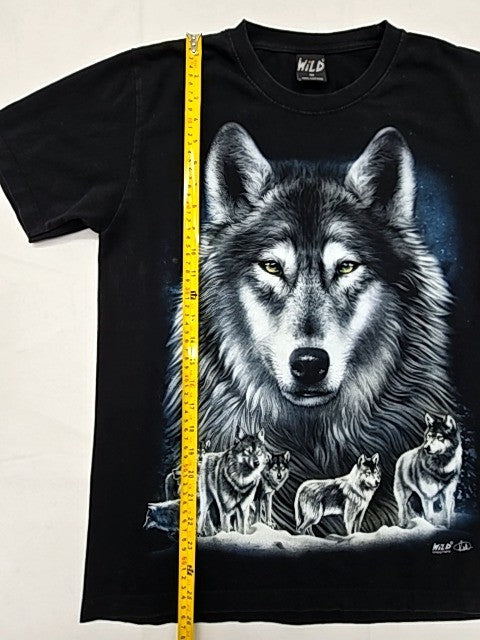 Wild Wolf Pack Black T-Shirt Men's Size M 100% Cotton Crewneck Short Sleeve