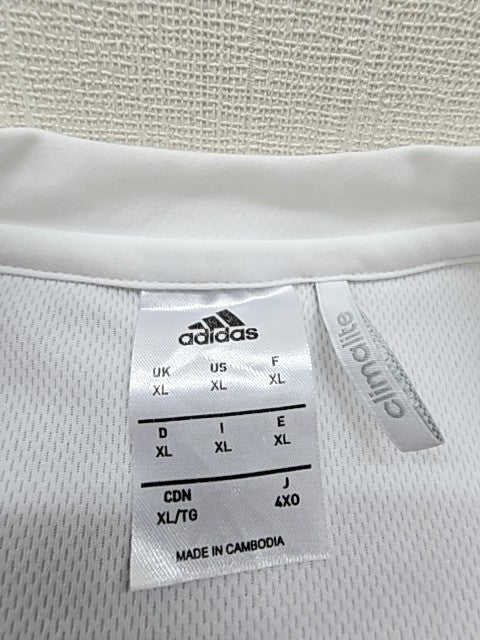 Adidas XL White/Red Striped AEROREADY Jersey Short Sleeve 3-Stripes