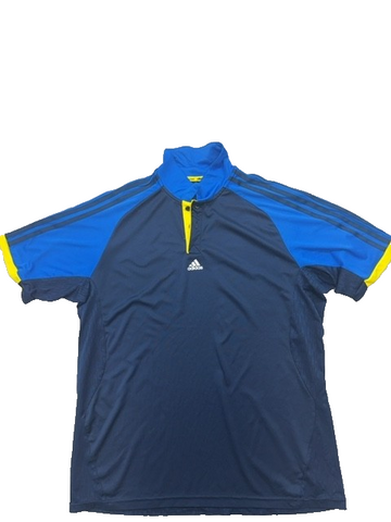 Adidas Climacool Colorblock Polo Shirt L Navy Blue Yellow Trim